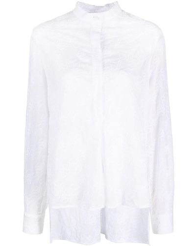 Genny Embroidered-detail Long-sleeve Shirt - White
