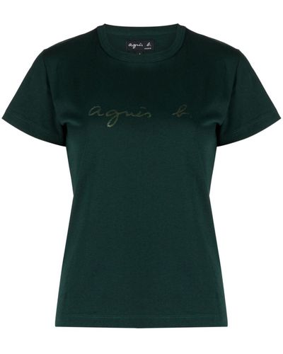 agnès b. Logo-print Cotton T-shirt - Green