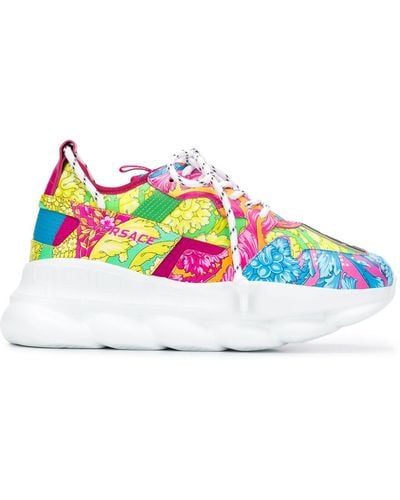 Versace Floral Chain Reaction Sneakers - Pink