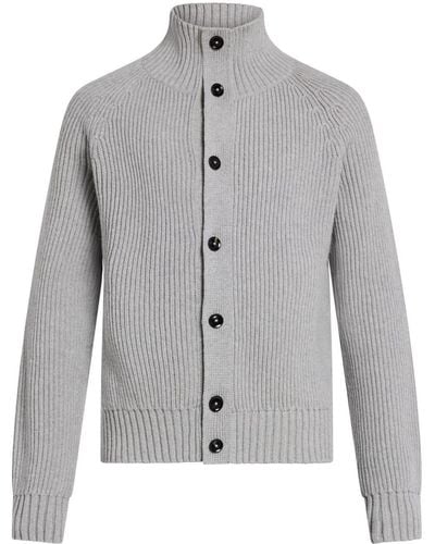 Tom Ford Long-sleeve Knitted Wool-blend Cardigan - Grey