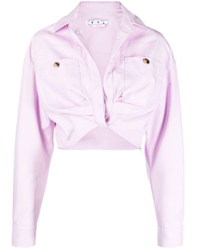 Off-White c/o Virgil Abloh Twisted-front Cropped Cotton Jacket - Pink