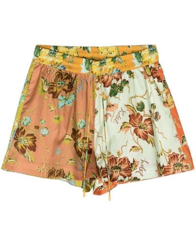 ALÉMAIS Floral-print Cotton Shorts - Metallic