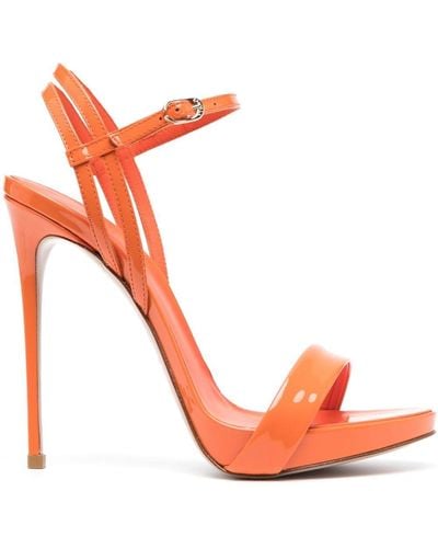 Le Silla Gwen 120mm Patent Leather Sandals - Orange