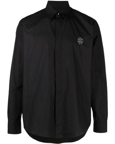 Roberto Cavalli Embroidered-logo Cotton Shirt - Black