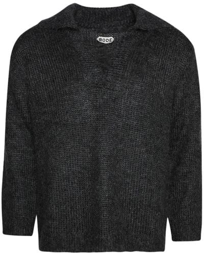 Bode Alpine Lace-up Sweater - Black