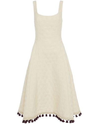 La DoubleJ Sophia Embroidered Flared Dress - White