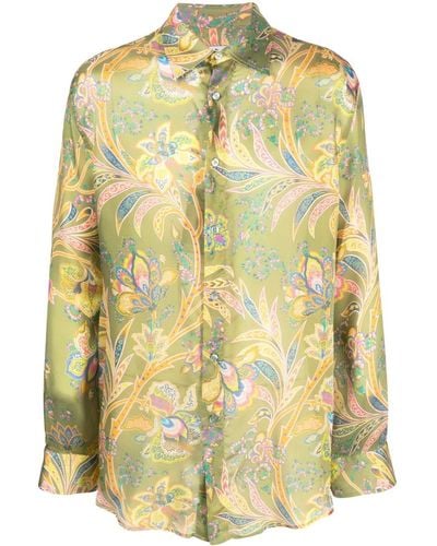 Etro Overhemd Met Paisley-print - Geel