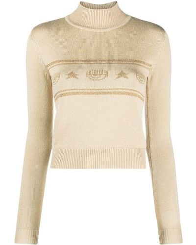 Chiara Ferragni Eye Star-jacquard Sweater - Natural
