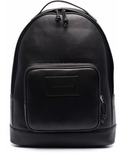 Emporio Armani Leather Backpack - Black