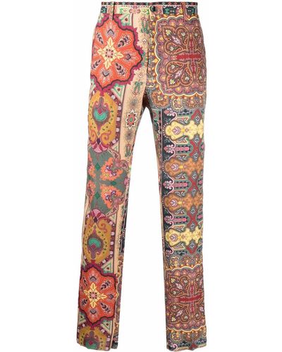 Etro Paisley Print Linen Trousers - Multicolour