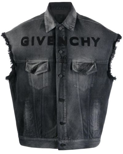 Givenchy Chaleco vaquero con logo estampado - Negro