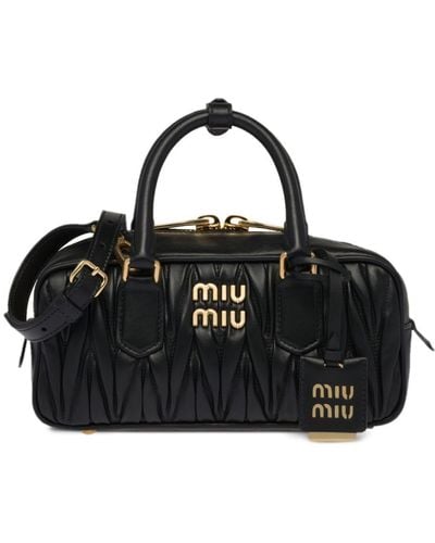 Miu Miu Arcadie Matelassé Leather Bag - Black