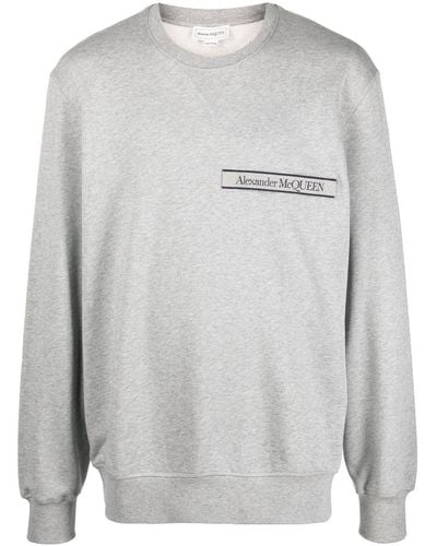Alexander McQueen Selvedge Logo-tape Sweatshirt Ash Grey