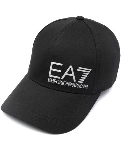 EA7 Logo-embroidered Cotton Cap - Black