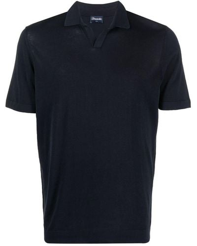 Drumohr Poloshirt mit offenem Kragen - Blau