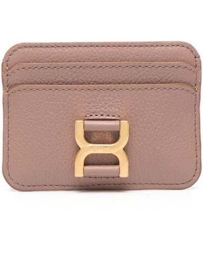 Chloé Logo-buckle Leather Cardholder - Pink