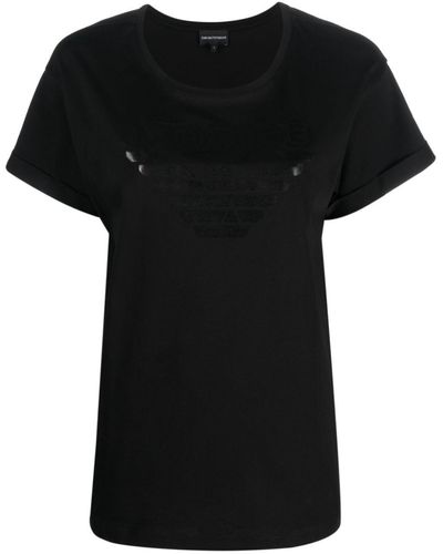 Emporio Armani T-Shirt mit Logo-Print - Schwarz