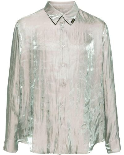 Martine Rose Classic-collar Iridescent-effect Shirt - Grey