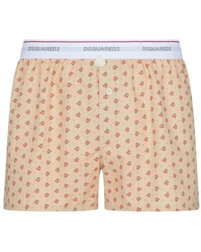 DSquared² Floral-print Logo-waistband Boxers - Natural