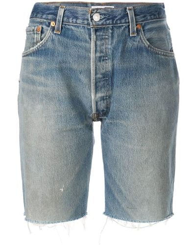 RE/DONE Knee Length Denim Shorts - Blue