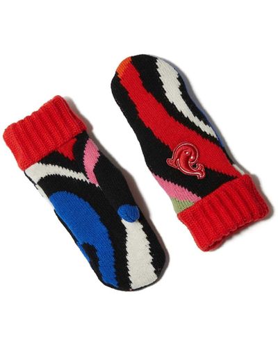 Emilio Pucci Logo Patches Thumb Slot Mittens - Red