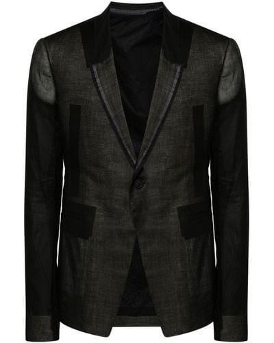 Rick Owens 73cms Semi-doorzichtige Blazer - Zwart