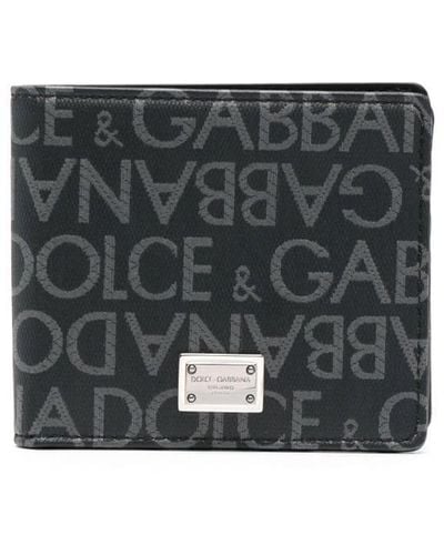 Dolce & Gabbana Portefeuille pliant à logo imprimé - Gris