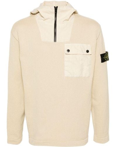 Stone Island Compass-badge Hooded Jumper - Natural