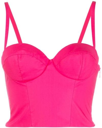 P.A.R.O.S.H. Sweetheart-neck Cotton Crop Top - Pink