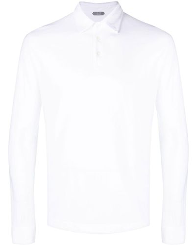 Zanone Poloshirt mit langen Ärmeln - Weiß