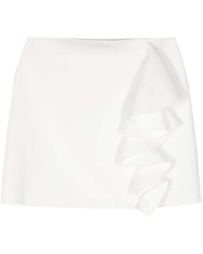 MSGM Ruffled Frayed Mini Skirt - White