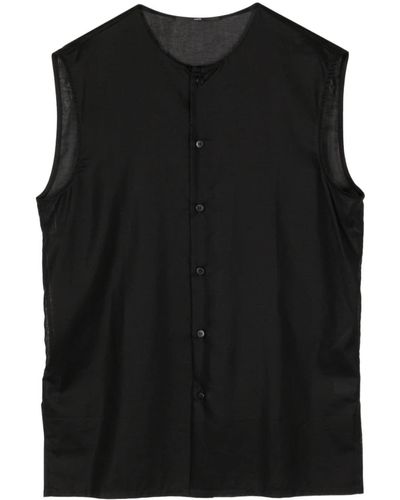 SAPIO Button-up Cotton Waistcoat - Black