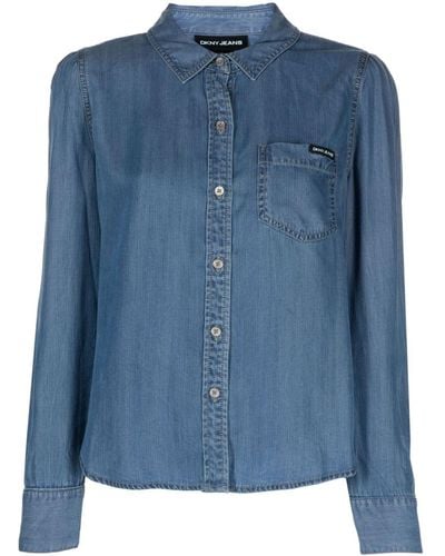 DKNY Button-up Lyocell Shirt - Blue