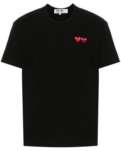 COMME DES GARÇONS PLAY Logo-embroidered Cotton T-shirt - Black
