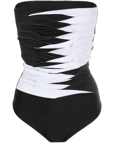 Amir Slama Twisted-straps Two-tone Swimsuit - Black