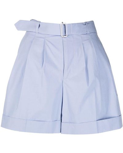 Officine Generale Belted Tailored Shorts - Blue