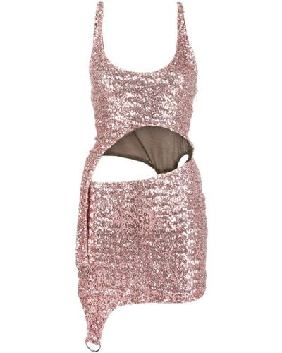 Ambush Asymmetric Sequin-embellished Mini Dress - Pink