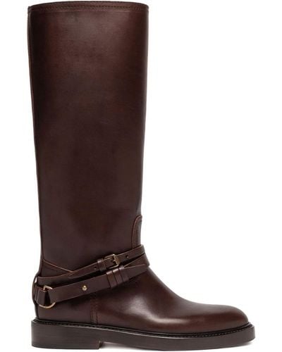 Buttero Knee-high Leather Boots - Brown
