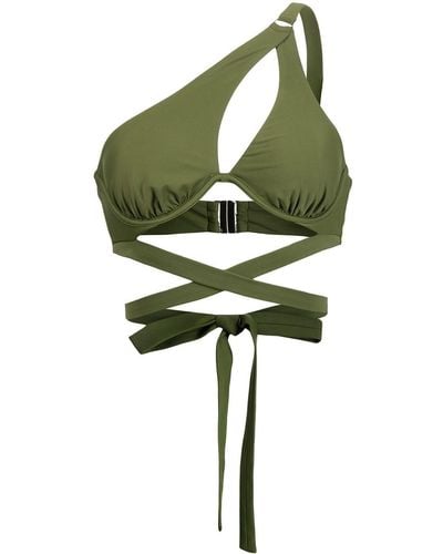 Self-Portrait Tie Detail Bikini Top - Green