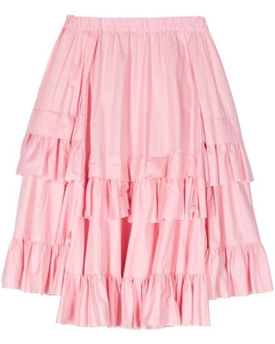 Comme des Garçons Ruffled Cotton Midi Skirt - Pink