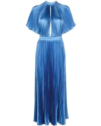 L'idée Vestido largo Elite plisado - Azul