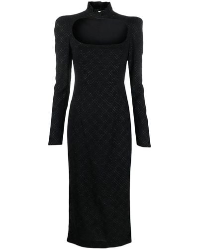 Philosophy Di Lorenzo Serafini Diamond-pattern Midi Dress - Black
