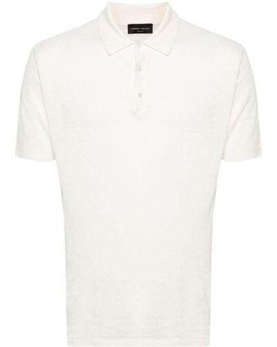 Roberto Collina Short-sleeve Linen Polo Shirt - White