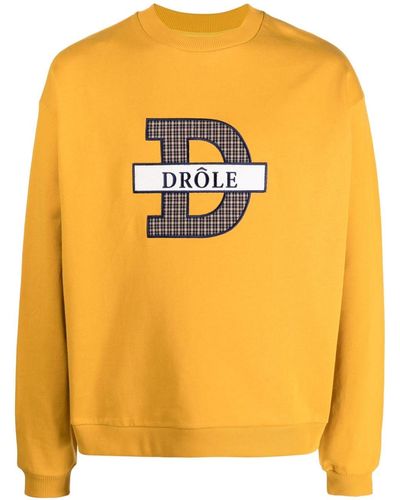 Drole de Monsieur Logo-appliqué Cotton Sweatshirt - Yellow