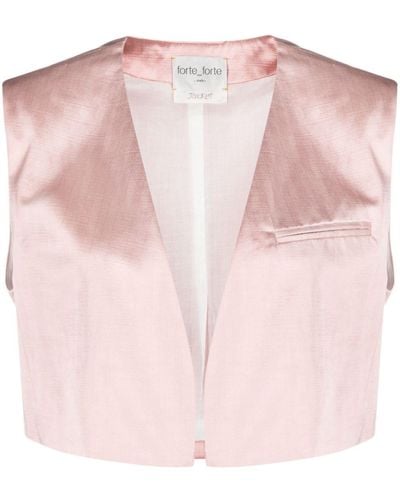 Forte Forte Cropped Gilet - Roze