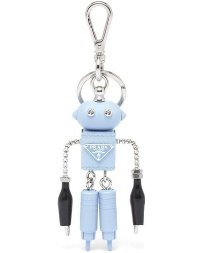 Prada Saffiano Leather Robot Keychain - Blue