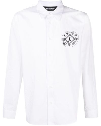 Just Cavalli Logo-patch Cotton Shirt - White