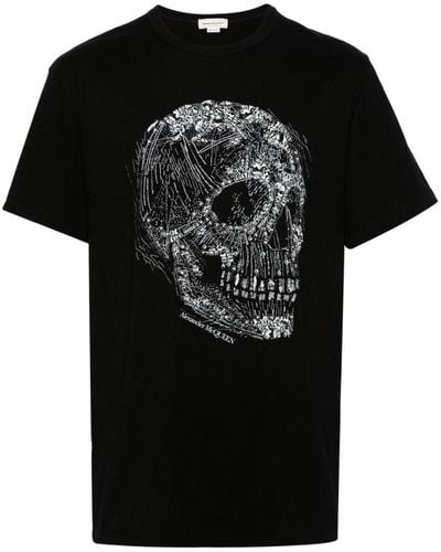 Alexander McQueen T-shirt Met Doodskop - Zwart