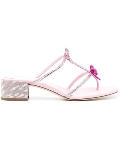 Rene Caovilla Caterina Slip-on Leather Sandals - Pink