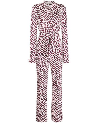 Diane von Furstenberg Michele Dot-pattern Jumpsuit - Red